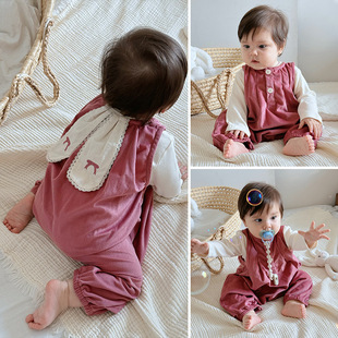 Ins Baby Jumpsuit Autum New Cute Rabbit Overalls Jumpsuit Baby Girl Casual Overalls Suit