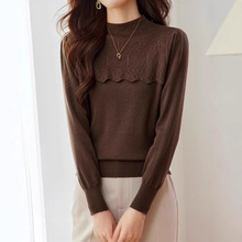 超好看燙鑽半高領針織衫女2025新款秋冬季內搭毛衣長袖針織打底衫