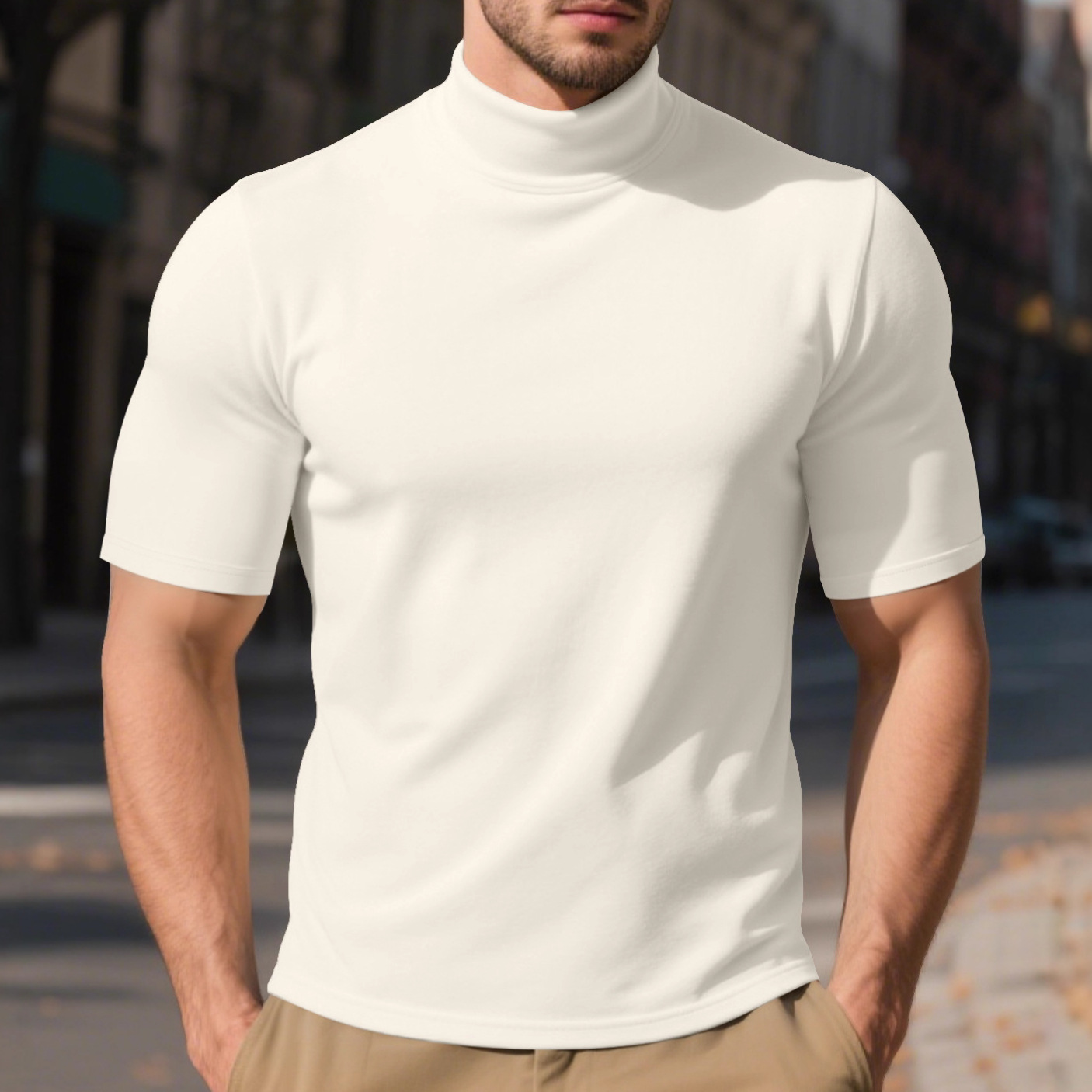 Grenzüberschreitendes europäisch-amerikanisches Frühlings- und Herbst-T-Shirt von De Rong, einfarbig, Kurzarm, Außenhandelsbasis_voghion.com