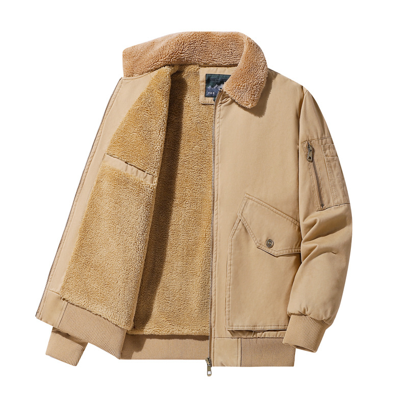 Chaqueta de hombre de comercio exterior transfronterizo Amazon hombre chaqueta cálida de invierno con solapa de algodón de lana chaqueta casual hombre
