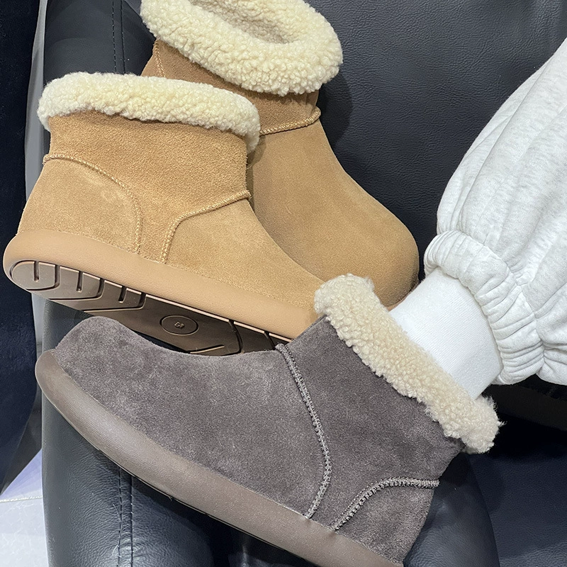 Шерстяные зимние сапоги Little Potato для женщин, новинка 2025 года, водонепроницаемые, теплые, милые, модные, короткие сапоги Little Potato