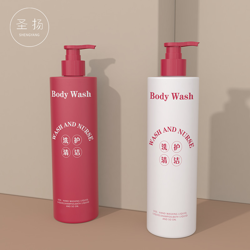 定制500ml pet圆柱平肩瓶子洗发水沐浴露瓶化妆品日化通用塑料瓶