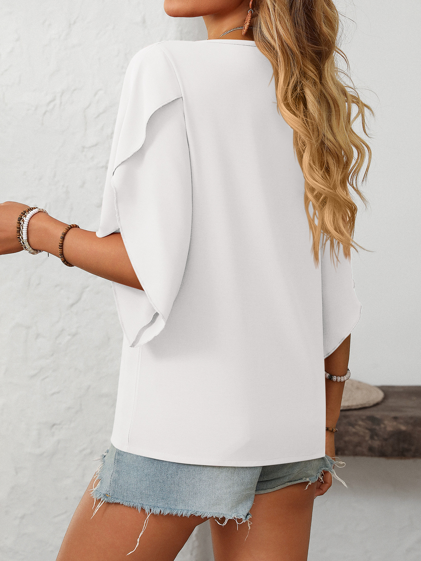 Summer Women Clothing Casual Oblique V neck Chiffon Puffed Sleeves Top 13 Summer Women Clothing Casual Oblique V neck Chiffon Puffed Sleeves Top