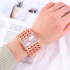 Fashionable square quartz golden watch for leisure stainless steel, 2023