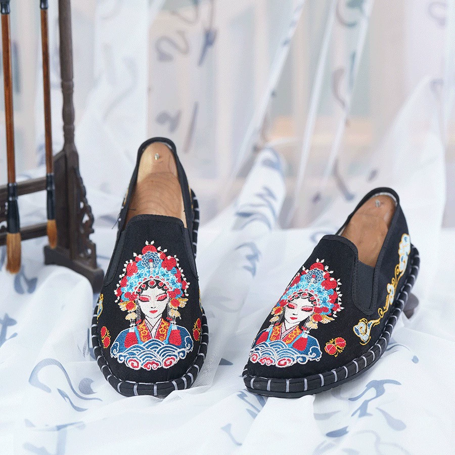 Вышитая старая Пекинская Тканевая обувь, мужская повседневная парусиновая обувь, мужская и женская модная Корейская весенне-осенняя дышащая социальная обувь в горох