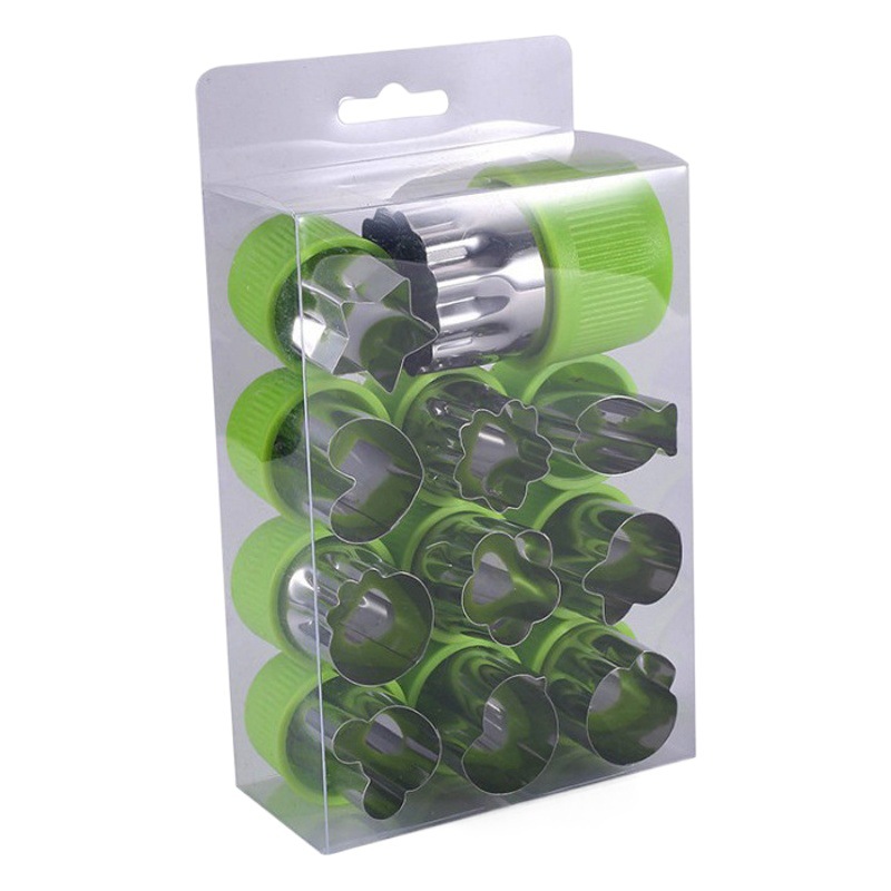 En stock cocina 12 piezas cortador de flores de acero inoxidable vegetales y frutas de corte utensilios de cocina para hornear molde de acero inoxidable molde de galletas