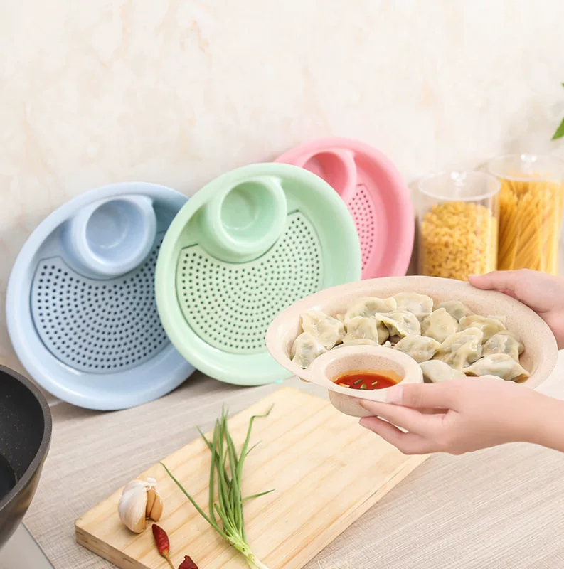 Home Dumpling Drive Double -Laying Plate with Vinegar Dumps for Dumplings Special Disk Creative Multifunctional Dumpling Dumpling Plastic