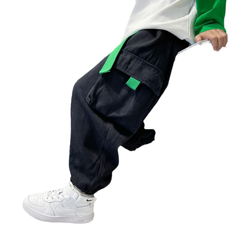 HUZHOU ZHILI 아동복 소년 케이크 바지 팬더 YUANYUAN 2025 봄 착용 어린이 바지 캐주얼 면 바지