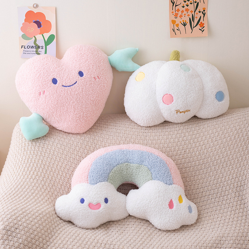 Window Cushion Cloud Rainbow Pillow Decoration Heart Unicorn Pumpkin Plush Toy by the Window Home Sofa