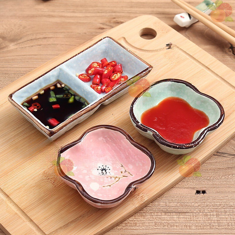 Household Ceramic Small Dish Condiment Dish Snowflake Glazed Snack Dish Condiment Dish Japanese Vinegar Dish Dipping Sauce Dish Sauce Dish