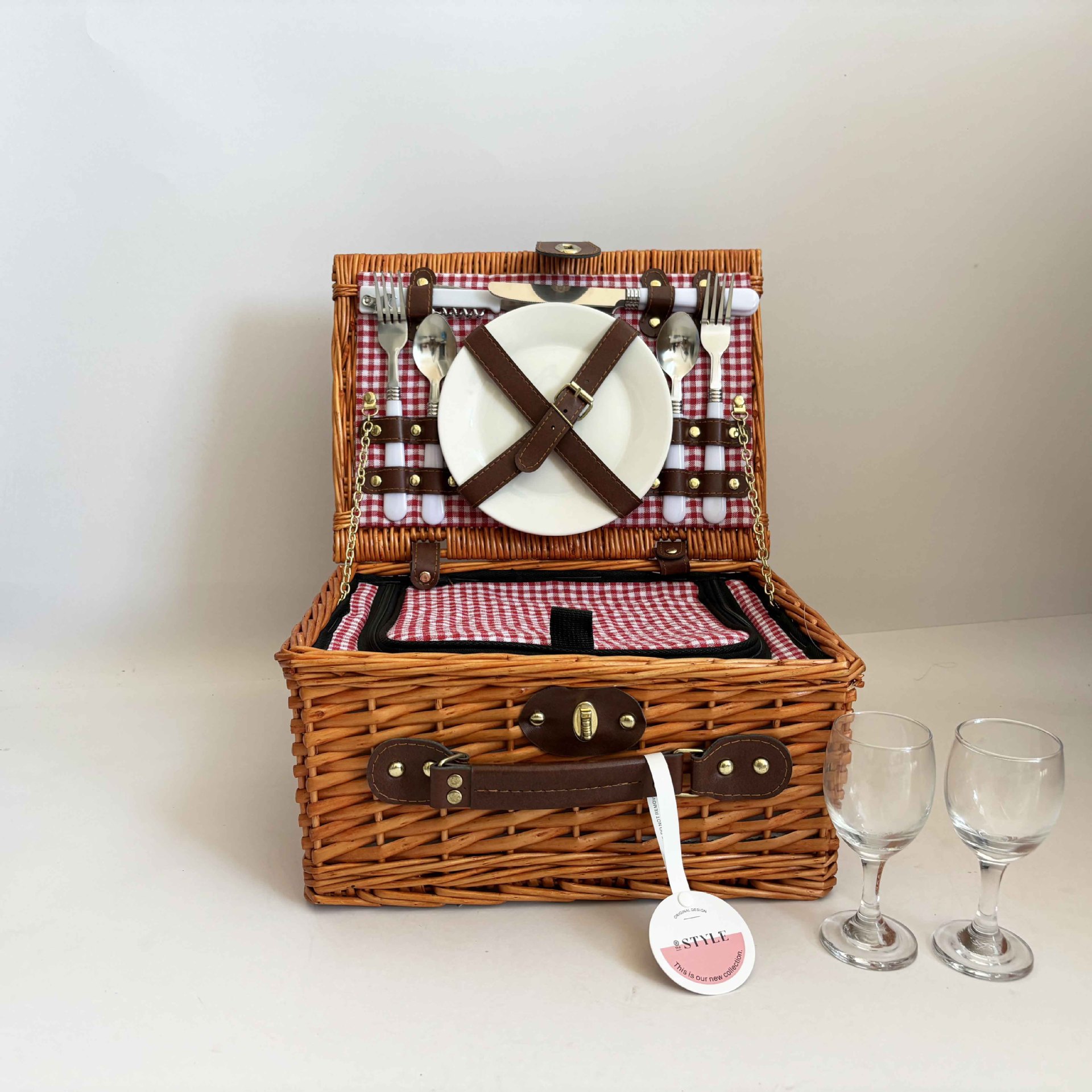 Canasta de picnic personalizada, mimbre hecho a mano con tapa, canasta de regalo, salida de primavera, canasta de almacenamiento de frutas, bolsa de aislamiento de vajilla