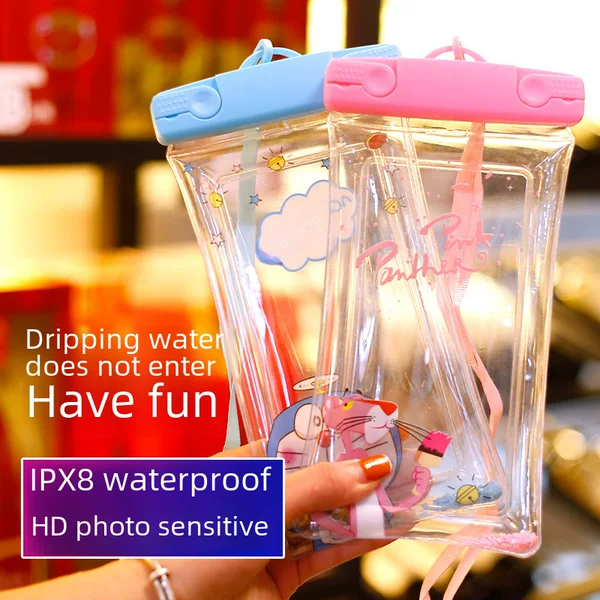 Manufacturer Wholesale Quicksand Airbag Mobile Phone Waterproof Bag Cartoon Cute Waterproof Case Sealed Touch Screen Diving Protective Cover