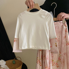 Children's Mamian skirt set Hanfu spring national style buttoned T-shirt vest girls' Tang suit three-piece set performance costume