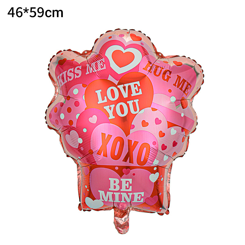 Decoración de San Valentín de Amazon, globo en forma de corazón, oso de dibujos animados, corazón de amor unido, globo de San Valentín, globo de aluminio