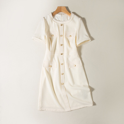 Gao Ke 2022 summer new pattern Acetic acid Dress French Retro Warp Skin texture temperament Show thin