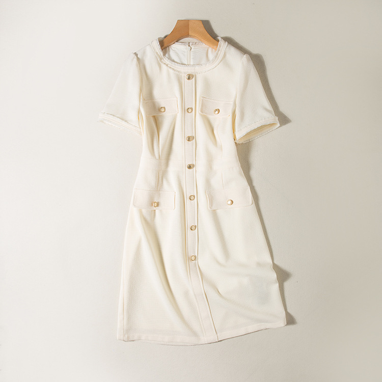 Gao Ke 2022 summer new pattern Acetic acid Dress French Retro Warp Skin texture temperament Show thin