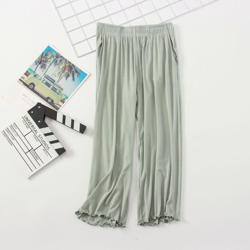 Modal Cropped Pants Women's Thin Pajama Pants Dape Summer Ice Silk Cool Casual Thin Household Wide Leg Pants for Outer Wear Modal Cropped Pants Women's Thin Pajama Pants Dape Summer Ice Silk Cool Casual Thin Household Wide Leg Pants for Outer Wear