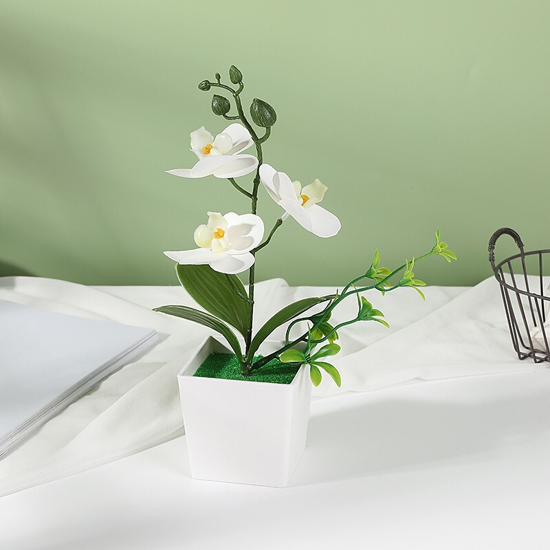 クロスボーダーのシミュレーション胡蝶蘭盆栽花付きデスクトップ装飾プラスチック造花盆栽撮影植木鉢置物花頭|undefined