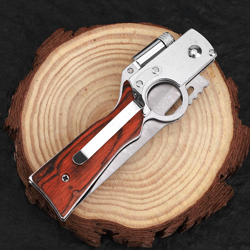 Cuchillo plegable al aire libre multifuncional de acero inoxidable AK47 Cuchillo plegable al aire libre de acero inoxidable directo de fábrica con luz