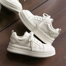 小胖丁男鞋新款面包鞋真皮厚底小白鞋男增高休闲板鞋百搭运动潮鞋