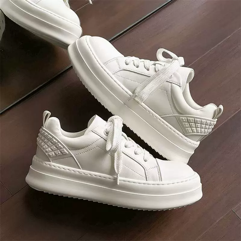 Маленькие жирные мужские туфли новые хлебные туфли из натуральной кожи на толстой подошве маленькие белые туфли мужские высокие повседневные туфли