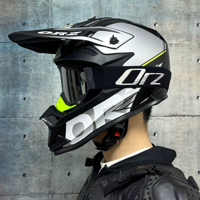 Helmet Motorcycle Helmet Full-Face Helmet for: Motosiklet kaskı (dəbilqə) - yellow-speed-with-orz-black-frame-silver-mirror-includes-gloves-and-goggles-s