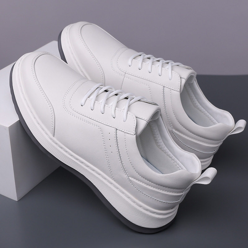 Giày thể thao nam sneaker da lộn phối màu, đế cao su EVA êm chân, buộc dây, gót 3-5 cm — h2506 trắng, h2506 đen