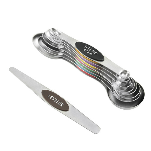 磁吸不锈钢彩色双头量勺6 7 8 9件套 调味勺 烘焙刻度计量匙