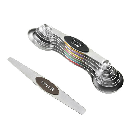 Magnetic stainless steel color double-head measuring spoon 6 7 8 9-piece set seasoning spoon baking scale measuring spoon