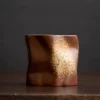 Irregular handleless coffee cup-coffee color