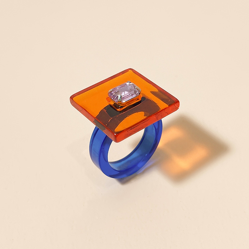 Women's Gender Inlay Design Simple Style IG Style Rectangle Arylic Inlay Gem Women's Rings