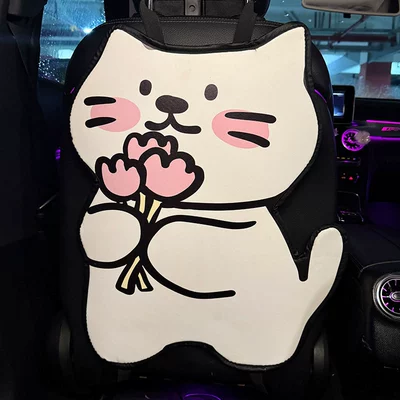 Long White Kitten Car Anti-Kick Pad Universal Rear Seat Back Anti-Dirty Protective Pad Car Rear Protective Pad (Chair back anti-kick pad) - long-white-kitten-anti-kick-pad-1-piece