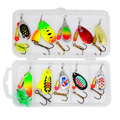 複合旋轉亮片套裝10個 spinner彩色馬口鱖魚鱒魚仿生擬餌路亞餌