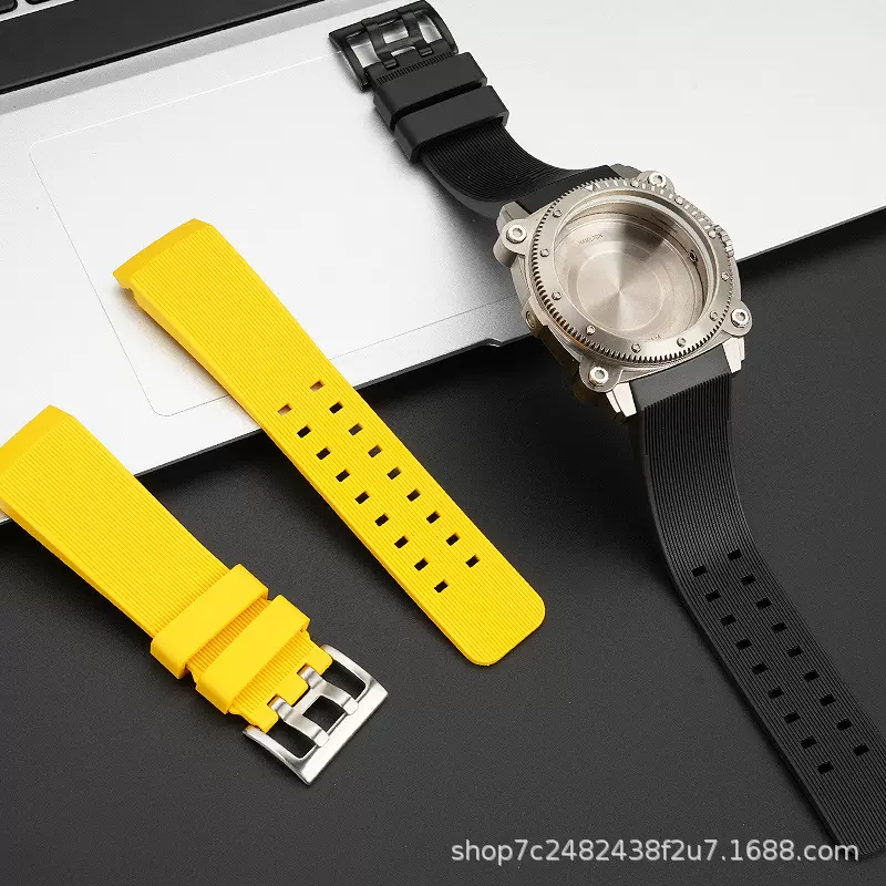 皇致适配汉密尔顿卡其海军深潜信条H78585333系列防水橡胶手表带