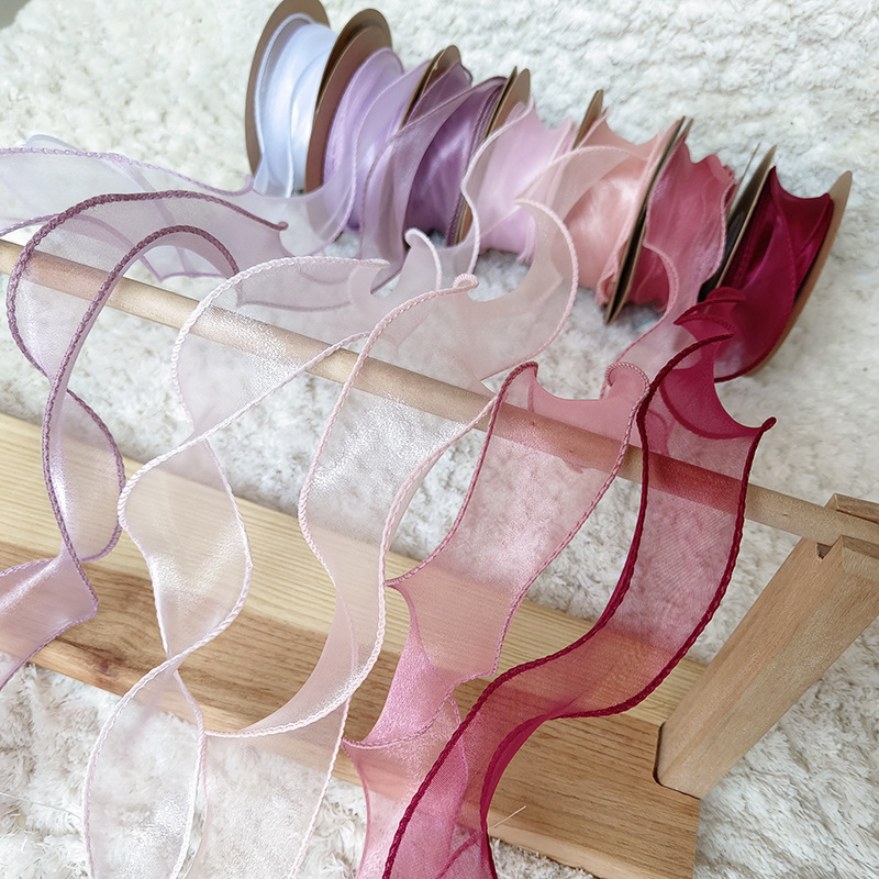 Venta al por mayor 4cm hilo de cola de pescado cinta de onda curva hilo de cinta ramo de hornear cinta hilo de nieve arco flor embalaje