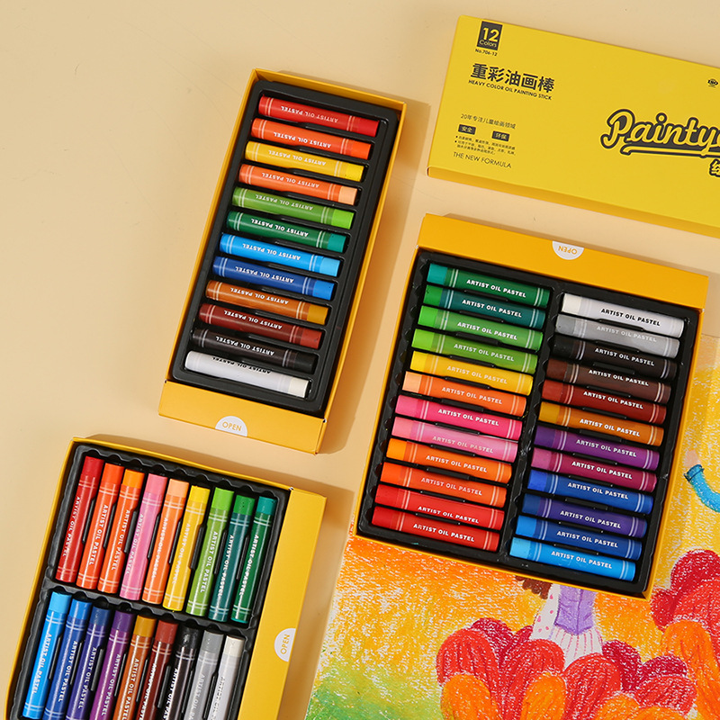 Glossy Oil Pastels 12/18/24/36 Colors Art Training Soft Heavy Oil Pastels Children's Doodle Glitter Pastels