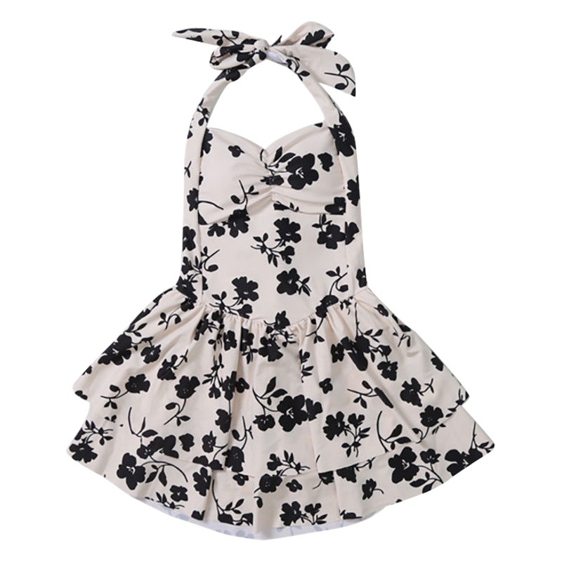 Traje de baño femenino de alta gama puro deseo estilo amapola falda de una pieza estilo caliente tirantes traje de baño de aguas termales de cintura alta