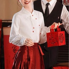 新中式改良汉服红色高级感马面裙2023新款旗袍新娘敬酒服订婚礼服