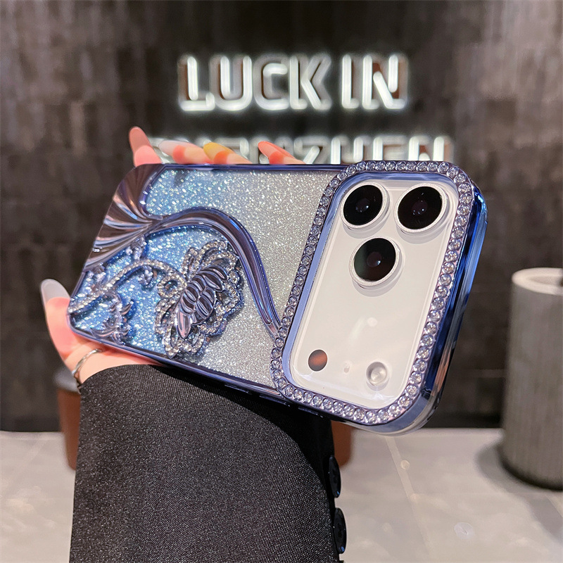 Electroplated Glitter Rose Shell Suitable for Apple 17Promax Mobile Phone Case Apple 16 Luxury Classy 17 Protective Cover