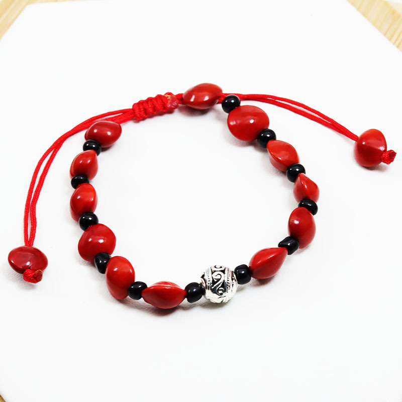 Red Bean Pattern Bead Bracelet
