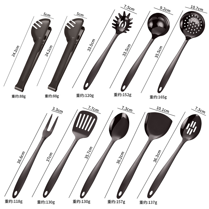 Fuentes transfronterizas utensilios de cocina de acero inoxidable 3 cm cuerpo desnudo espátula cuchara colador cuchara de arroz pala freír cuchara lengua juego de utensilios de cocina