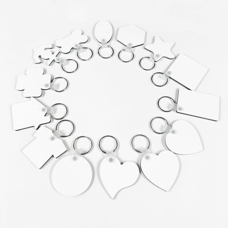 Sublimation heat transfer mdf double-sided blank key chain pendant creative various shapes key chain gift