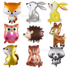 森林动物气球 狐狸刺猬小浣熊松鼠猫头鹰 丛林兔子小鹿铝膜气球
