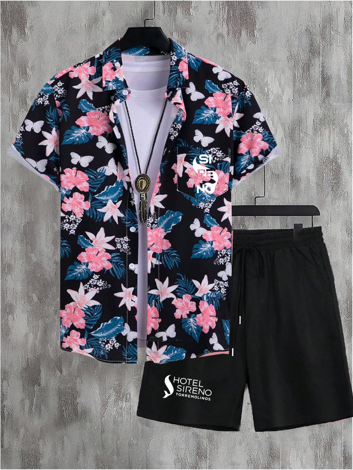 2024 europeo y americano transfronterizo verano AliExpress camisa de hombre casual suelto pantalones cortos de manga corta traje de playa impresión 3D