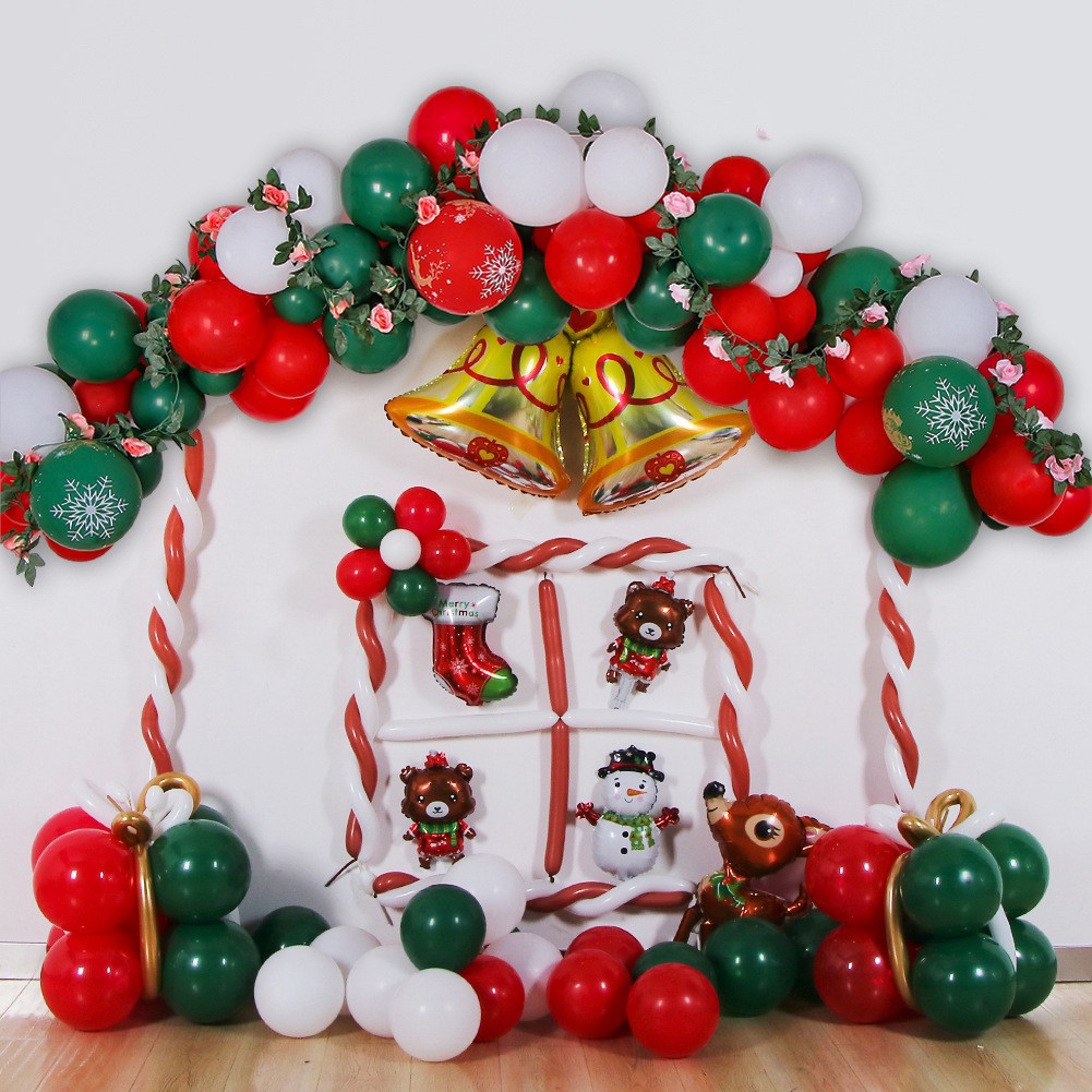 Suministros de decoración de Navidad Regalos de Navidad 2025 Juego de globos de Navidad Combinación Cadena de globos Globos de fiesta de Navidad