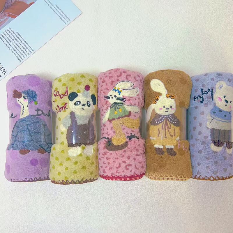 Cross-Border Water-Absorbent Skin-Friendly Towel, Quick-Drying Bath Towel, Soft Coral Velvet Household Towel Set, Cute Cartoon Towel, Souvenir
