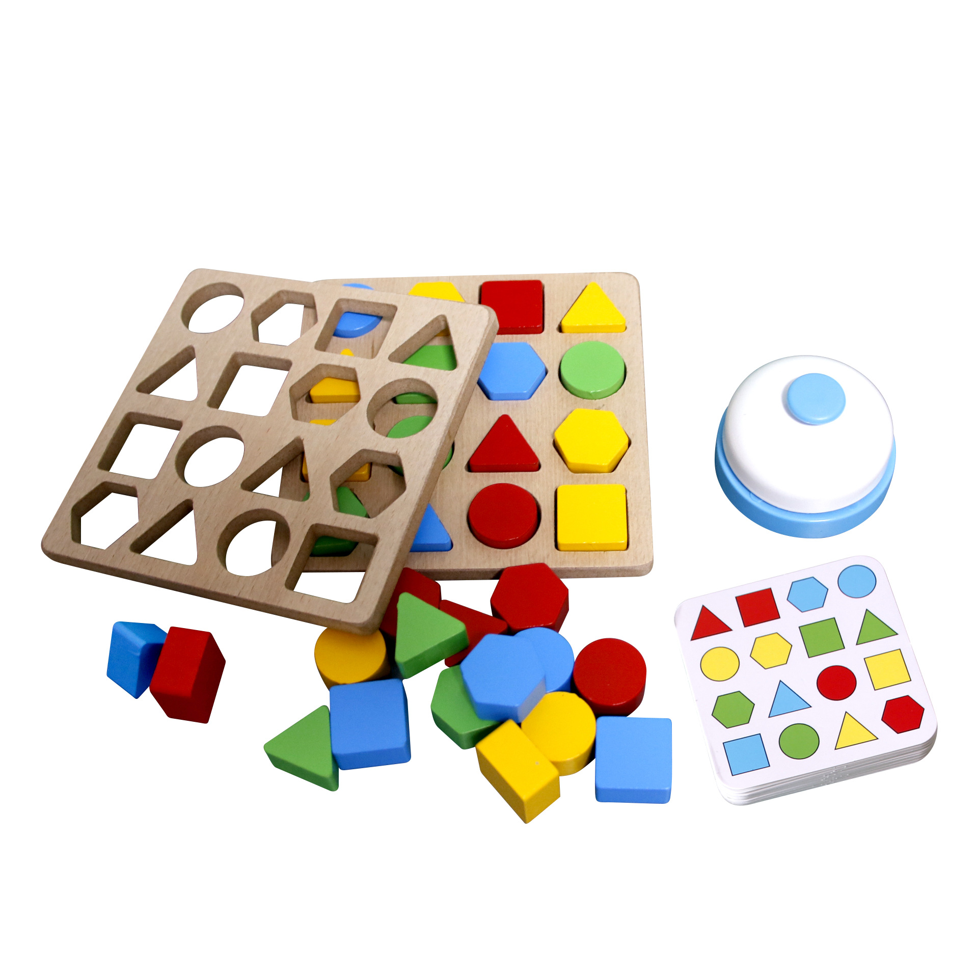 Forma geométrica de madera juego de batalla juego rompecabezas Infantil Educación Temprana juego de escritorio interactivo entre padres e hijos bloques de construcción montaje