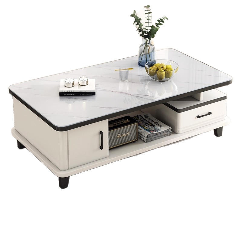 Mesa de té sala de estar doméstica pequeña casa moderna combinación de gabinete de televisión minimalista 2025 nueva mesa de té de tabla de roca de alta gama