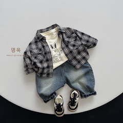 Classic and versatile ~ Boys' plaid shirt, autumn new style, children's versatile casual Korean style trendy jacket, baby girl