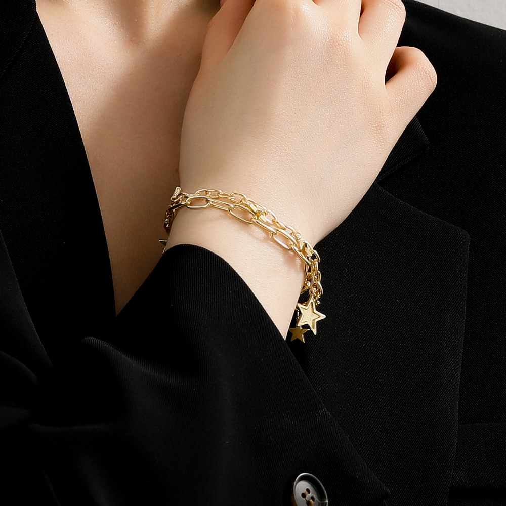 Fashion Star Copper Bracelets Layered Hollow Out Copper Bracelets